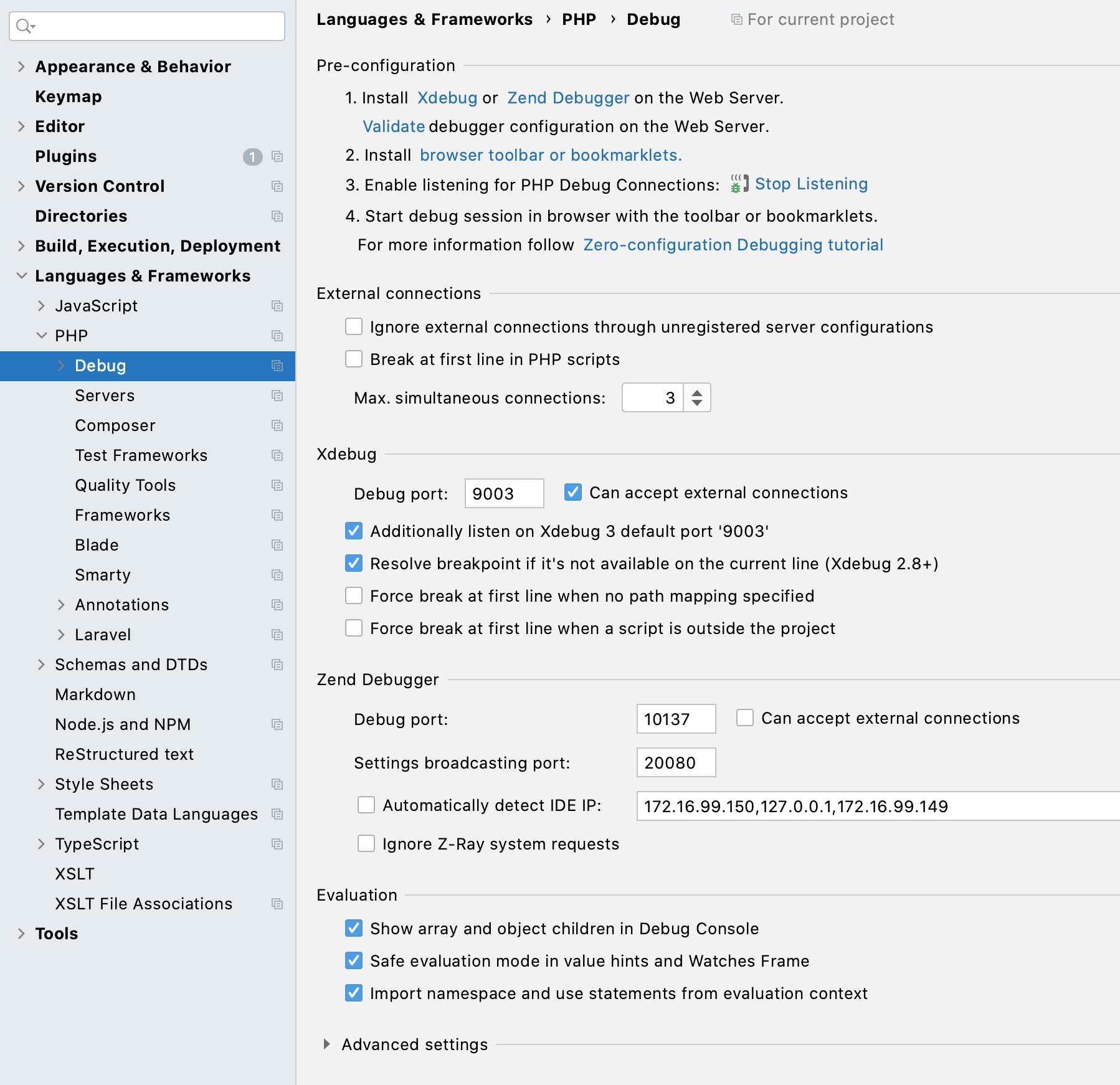 phpstorm xdebug laravel